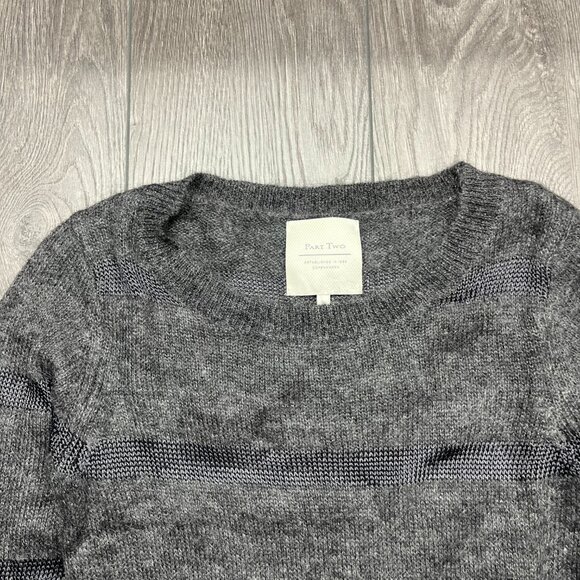 Part Two Mohair Small Grey Dress Knit Designer Striped - Picture 2 of 10